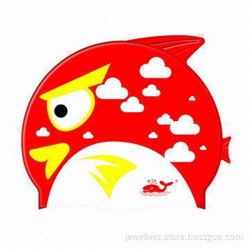 Cute fish-shaped Swim Cap with Colorful Design, Made of Flexible Silicone